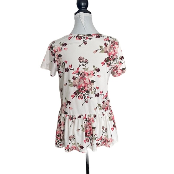 Les Amis shortsleeved floral feminine pullover soft peplum waist top size medium - Picture 5 of 10